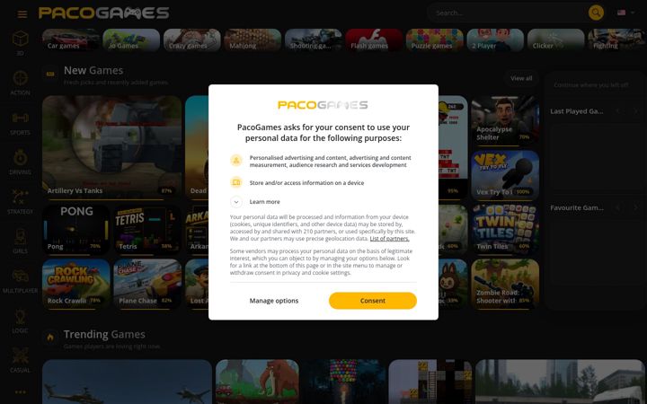 Screenshot of pacogames.com