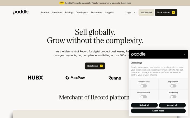 Képernyőkép: paddle.com