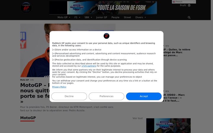 Snimka zaslona za paddock-gp.com
