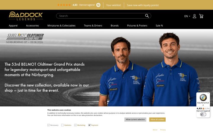 Screenshot of paddock-legends.com