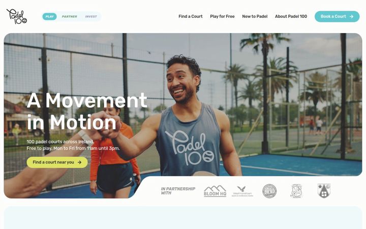 Screenshot of padel100.ie