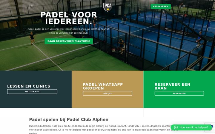 Kuvakaappaus sivustosta padelclubalphen.nl
