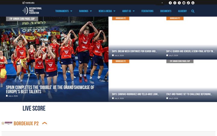 Screenshot of padelfip.com
