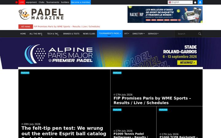 Screenshot of padelmagazine.fr
