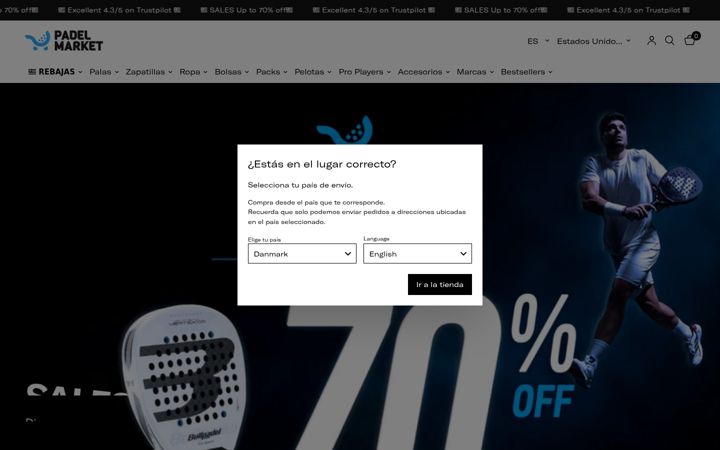 Screenshot of padelmarket.com