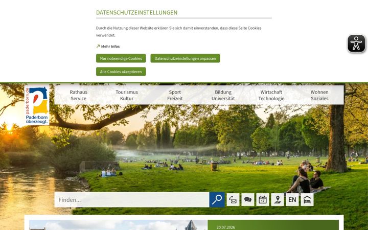Screenshot of paderborn.de