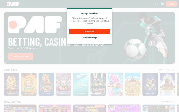 Screenshot of paf.com