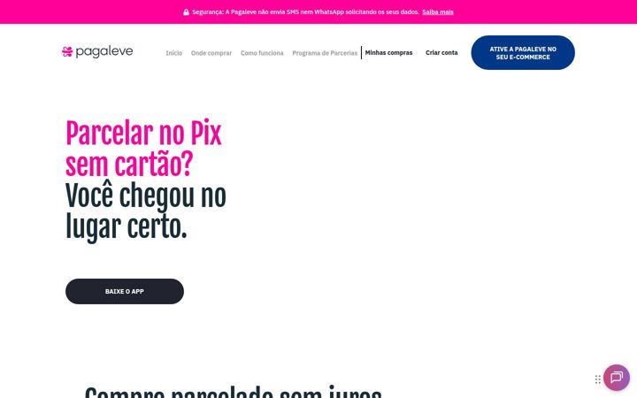 Screenshot of pagaleve.com.br