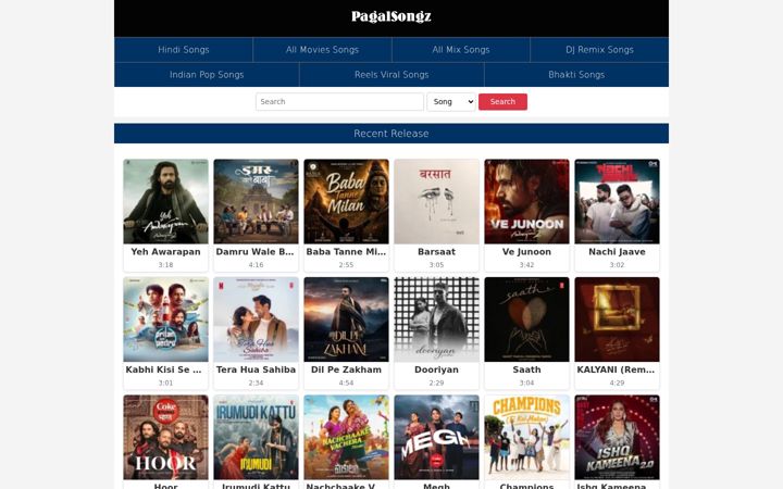 Screenshot of pagalsongz.com
