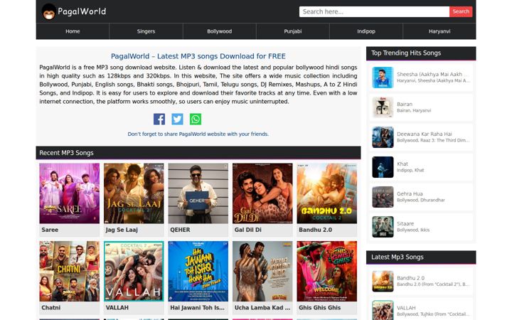 Screenshot of pagalworld.is