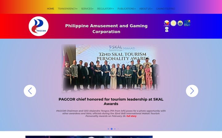Screenshot of pagcor.ph