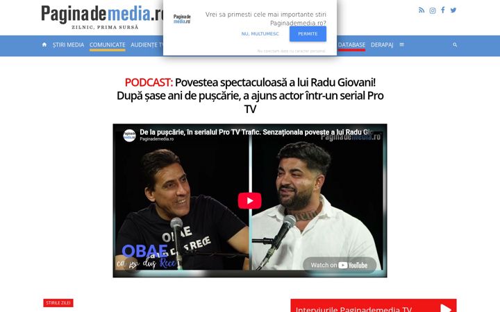 Screenshot of paginademedia.ro