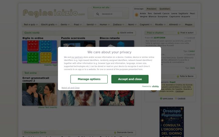 Screenshot of paginainizio.com