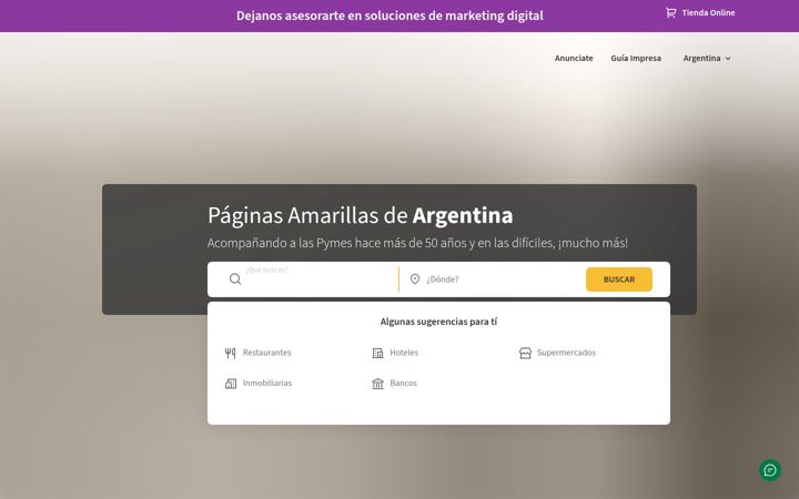 Screenshot of paginasamarillas.com.ar