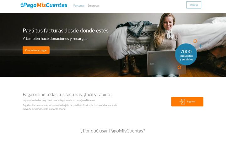 Екранна снимка на pagomiscuentas.com