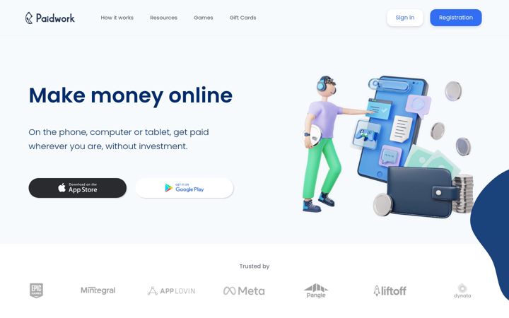 Screenshot of paidwork.com