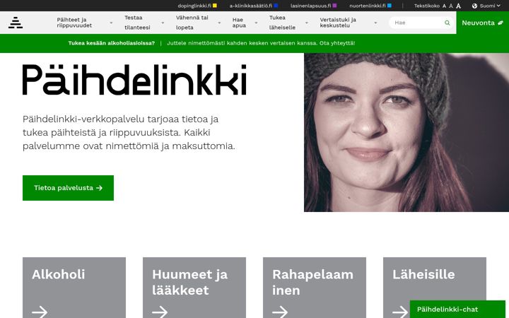 Screenshot of paihdelinkki.fi
