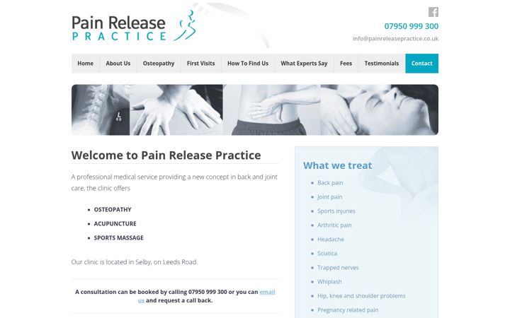 Screenshot of painreleasepractice.co.uk