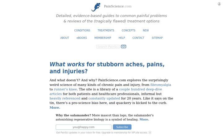 Screenshot of painscience.com