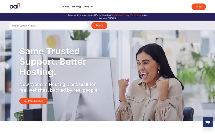 Kuvakaappaus sivustosta pair.com