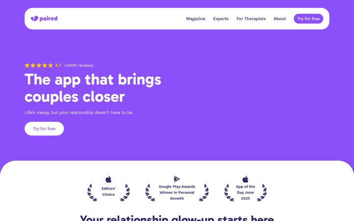 Screenshot of paired.com