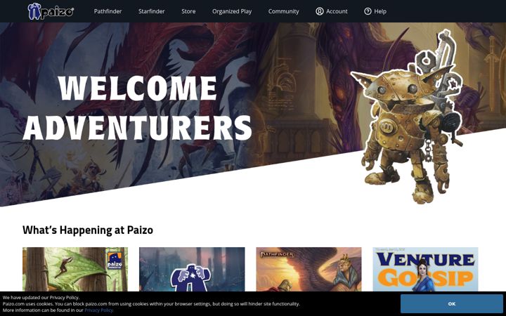 Ekraanipilt saidist paizo.com