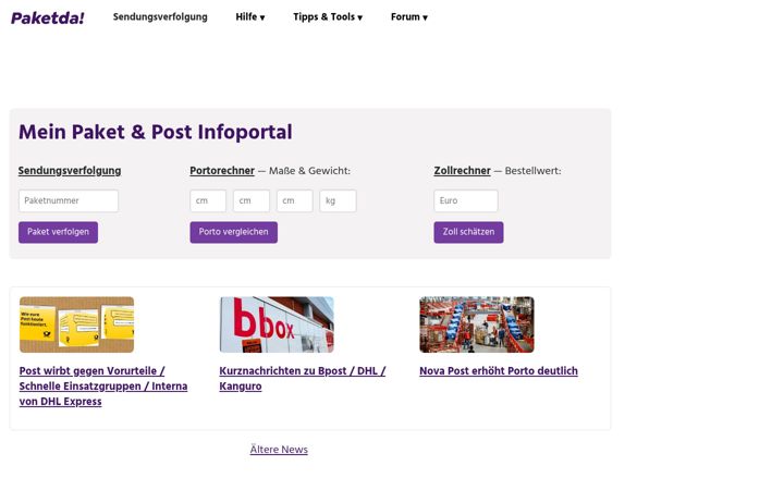 Screenshot of paketda.de