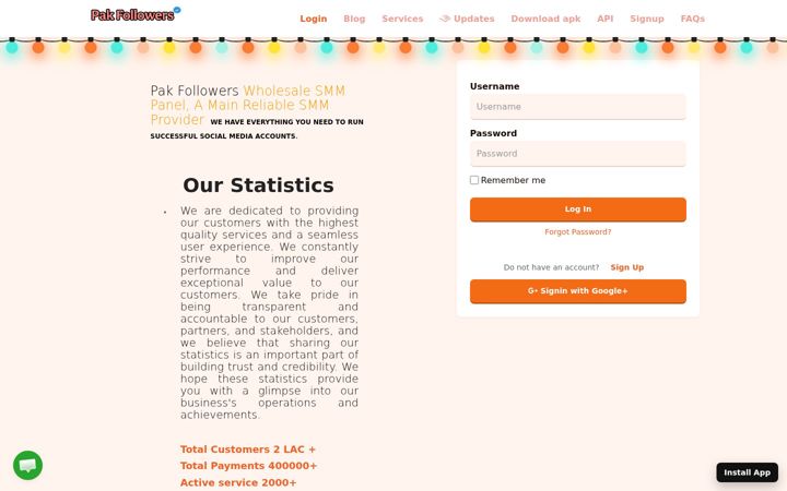 Screenshot of pakfollowers.com
