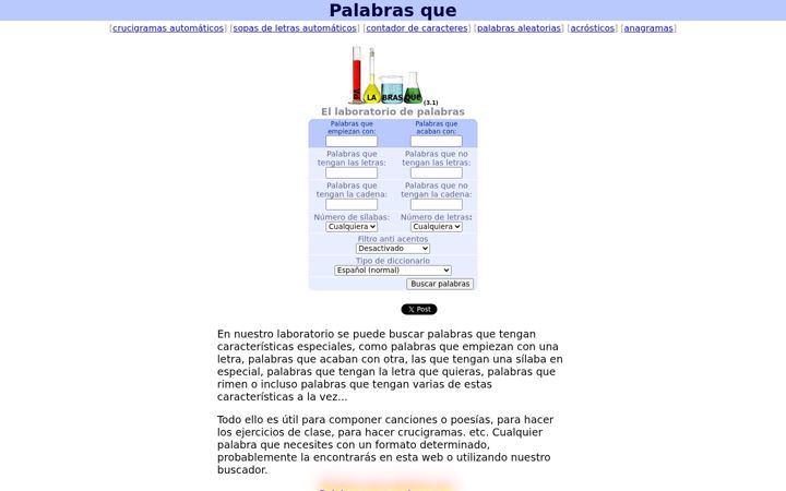 Screenshot of palabrasque.com