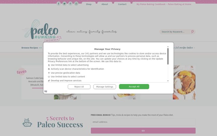 Captura de pantalla de paleorunningmomma.com