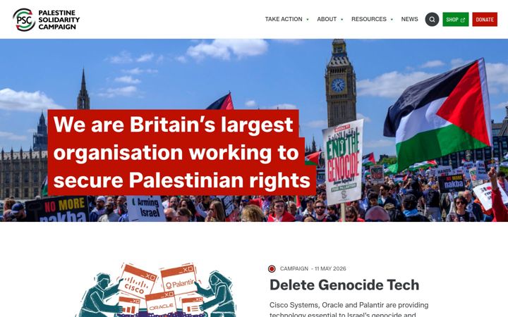 Screenshot of palestinecampaign.org
