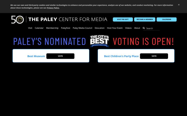 Screenshot of paleycenter.org