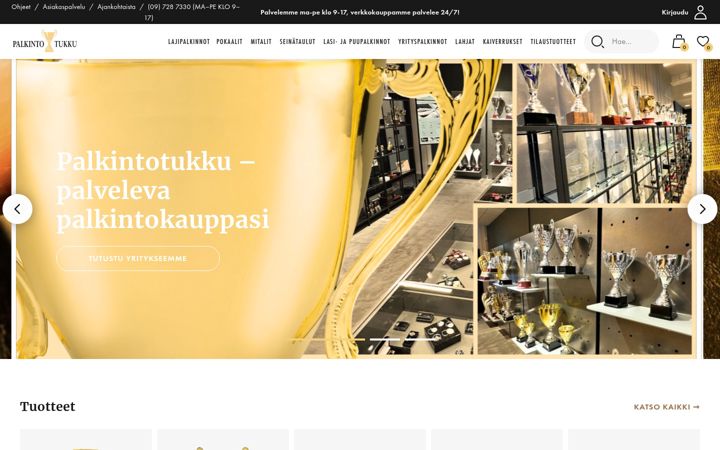 Captură de ecran a palkintotukku.fi