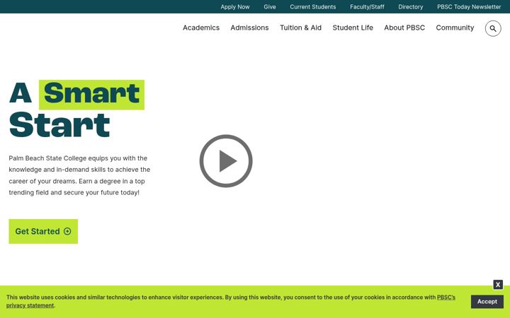 Screenshot of palmbeachstate.edu