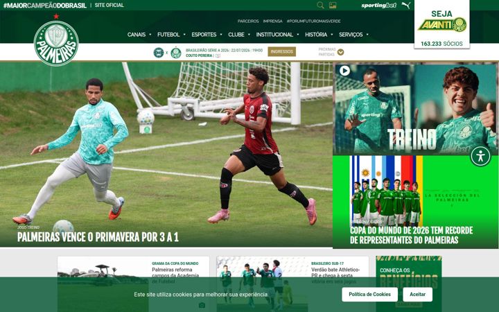 Screenshot von palmeiras.com.br