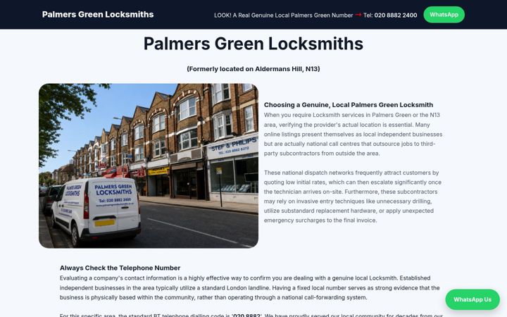 Screenshot of palmersgreenlocksmiths.co.uk