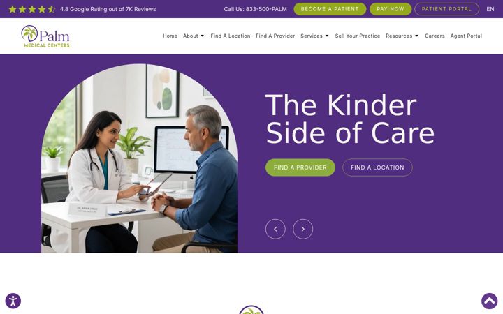 Kuvakaappaus sivustosta palmmedicalcenters.com