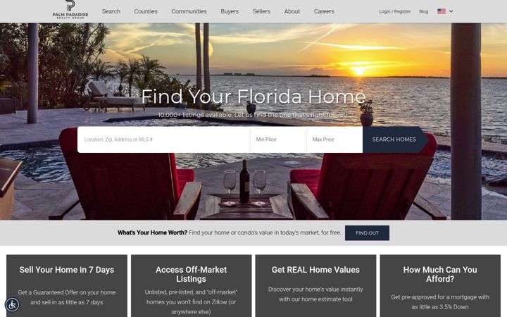 Screenshot of palmparadiserealty.com