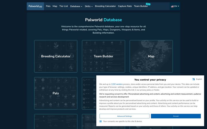 Screenshot of palworld.gg