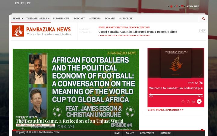 Screenshot of pambazuka.org