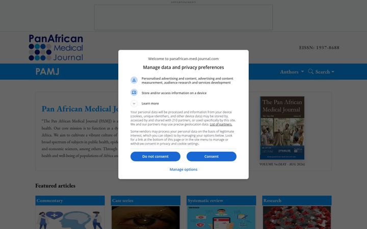 Screenshot of panafrican-med-journal.com