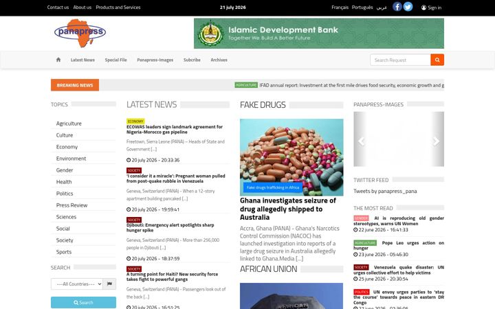 Screenshot of panapress.com