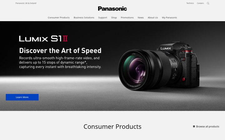 Screenshot of panasonic.co.uk