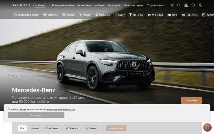 Screenshot of panavto.ru
