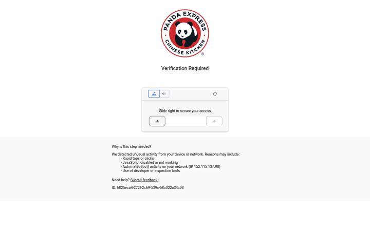 Screenshot ta' pandaexpress.com