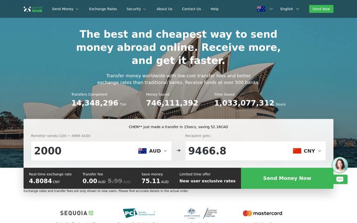 Екранна снимка на pandaremit.com