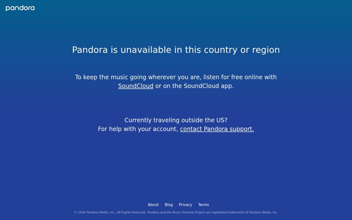 Captura de pantalla de pandora.com