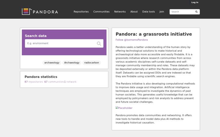 Screenshot of pandoradata.earth