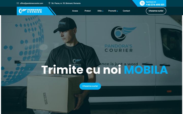 Snímek obrazovky pandorascourier.com