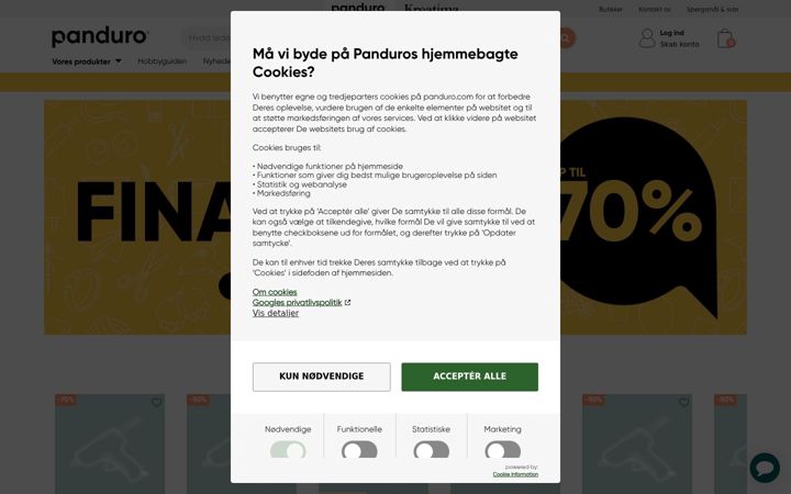 Screenshot of panduro.com